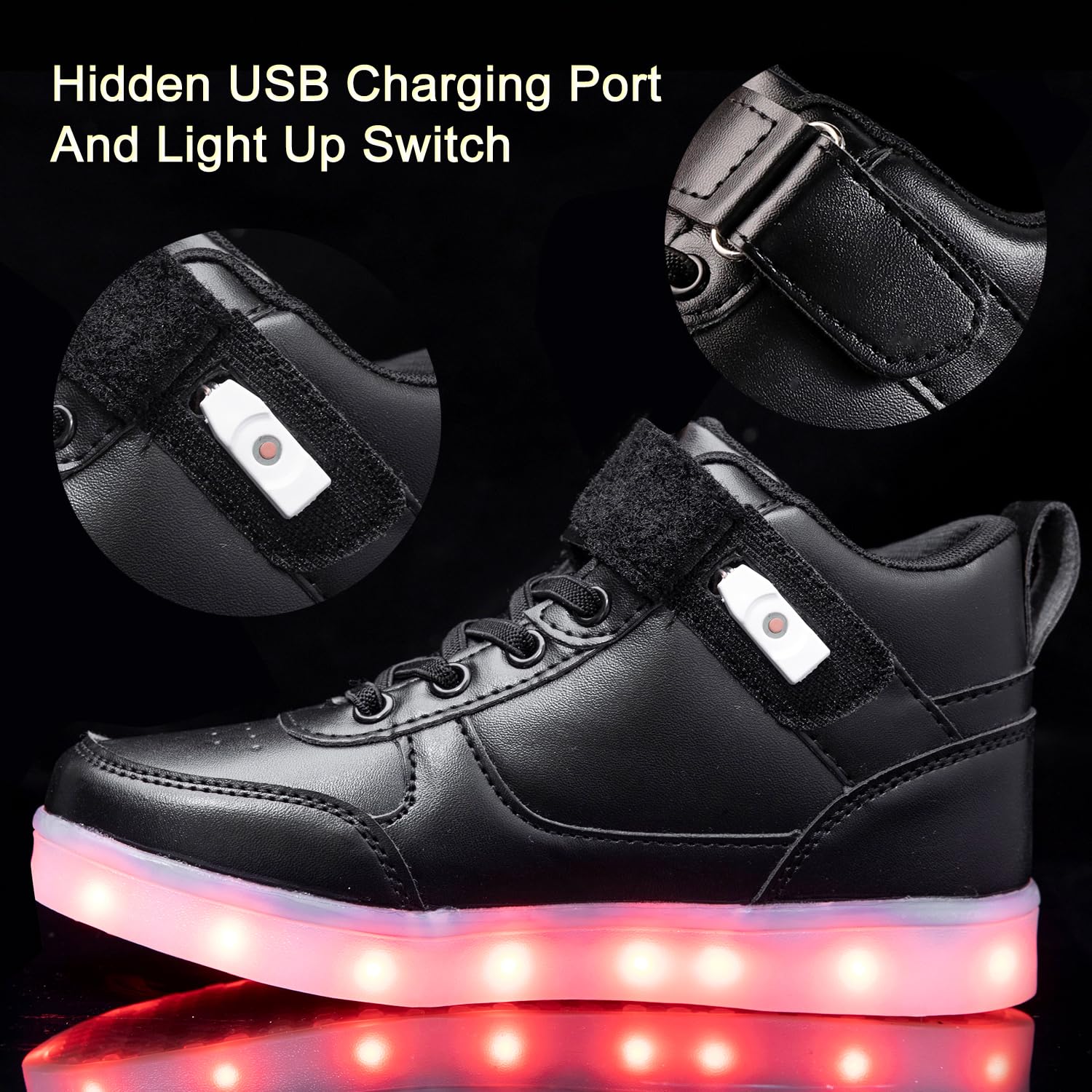 Scarpe da ginnastica per bambini con luci a LED, alte e ricaricabili, con USB, lampeggianti, per bambini e bambine
