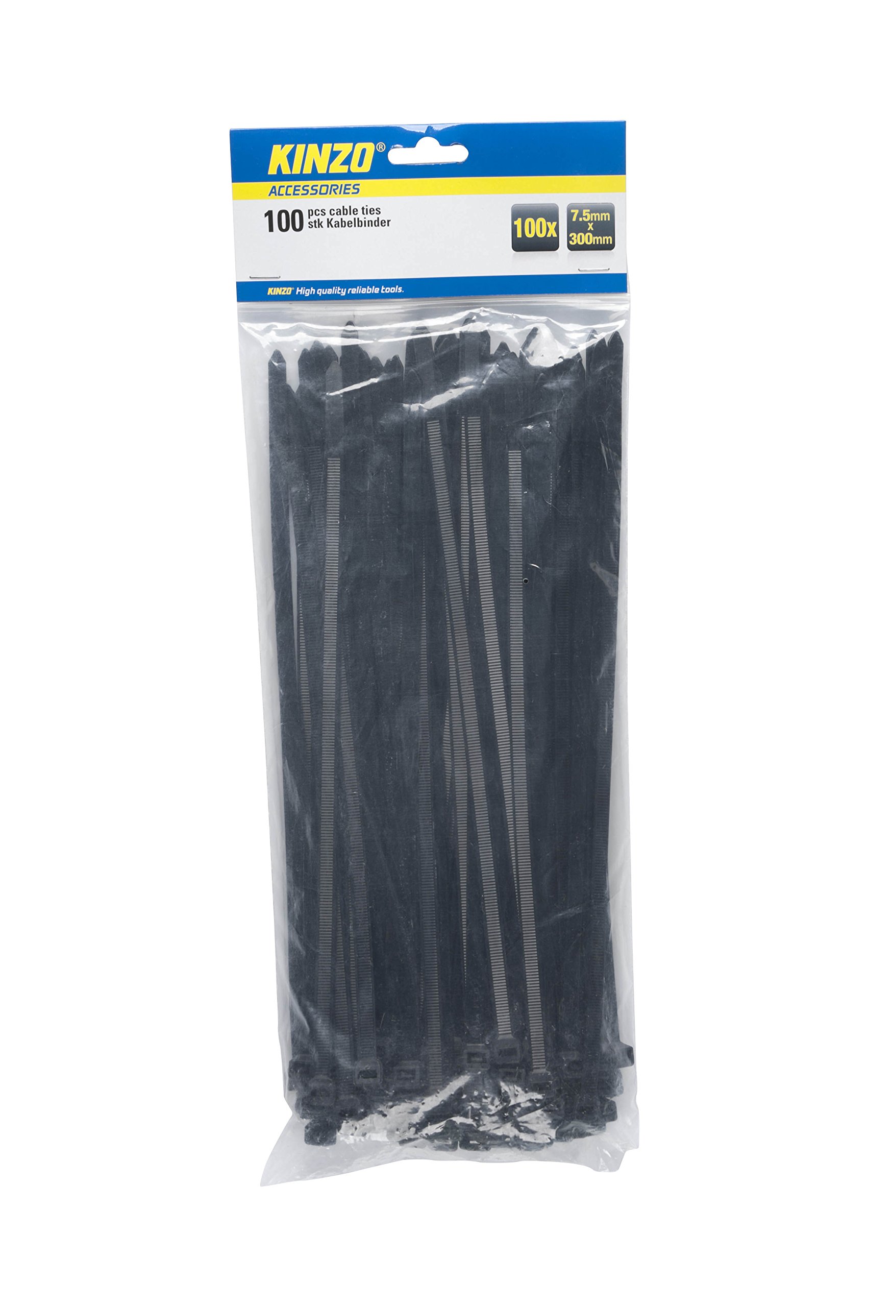 Kinzo Kabelbinder 300 X 7,5 Mm, Schwarz, 100 Stück – Robuste Nylon-Binder Für Kabel