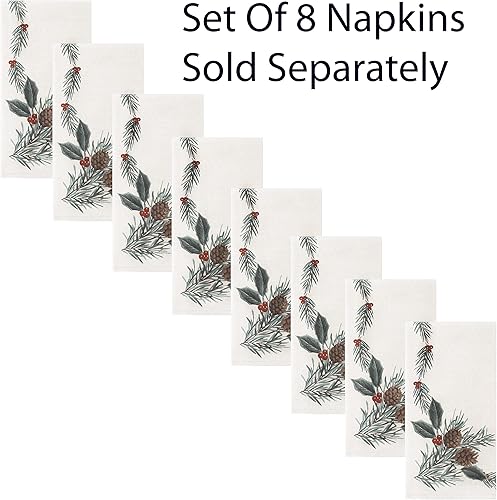 Miniatura 5 de Lintex Festive Berry - Manteles individuales de Navidad con bordes rústicos, diseño rústico de cuadros y acebo, estampado navideño de fácil cuidado,