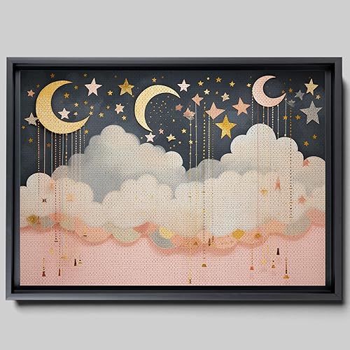 Miniatura 1 de Boho Nursery Wall, cloud Wall Decor Prints Art, moon Art prints, Toddler Bedroom Bathroom Room Playroom Classroom Cute Modern Boho Print