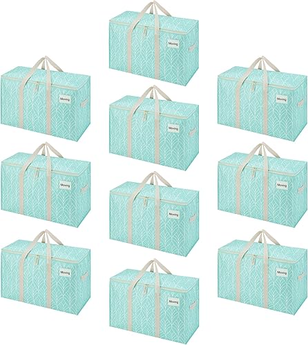 Miniatura 47 de VENO - Paquete de mudanzas, cajas de almacenamiento para embalaje universitario con tapas alternativas, para dormitorio, extragrande, asas Verde