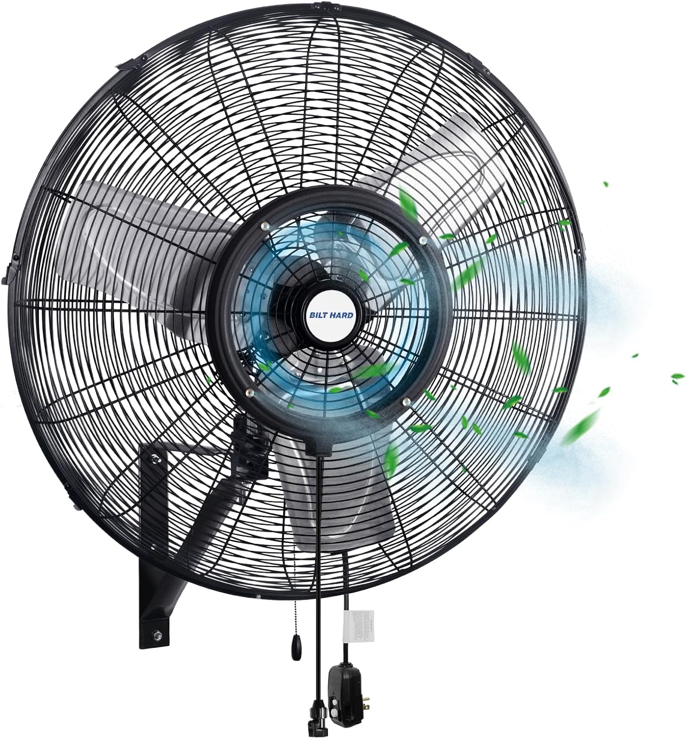 BILT HARD 30" Oscillating High-Velocity Outdoor Wall Misting Fan, 3-Speed Patio Fans for Outside, 80° Oscillation, Waterproof, Industrial Wall Mount Fan for Outdoor- UL Listed