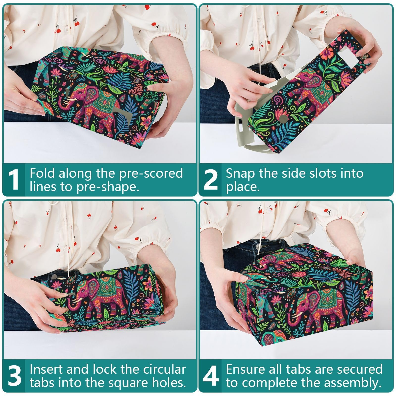 Porte-revues pliable vert éléphant coloré