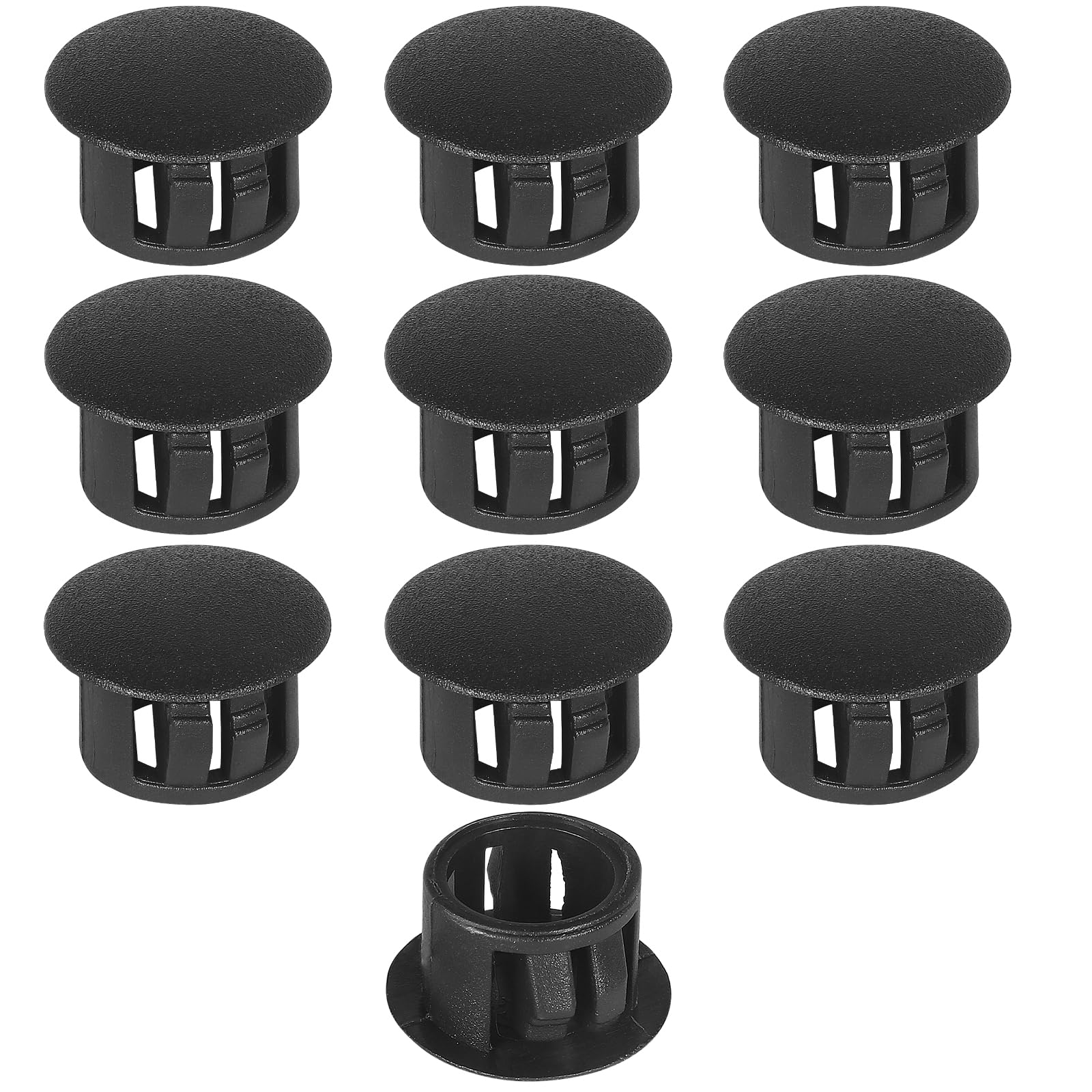 13mm Plastic Hole Plugs - Masendelk Snap-in End Caps - Black - 10pcs