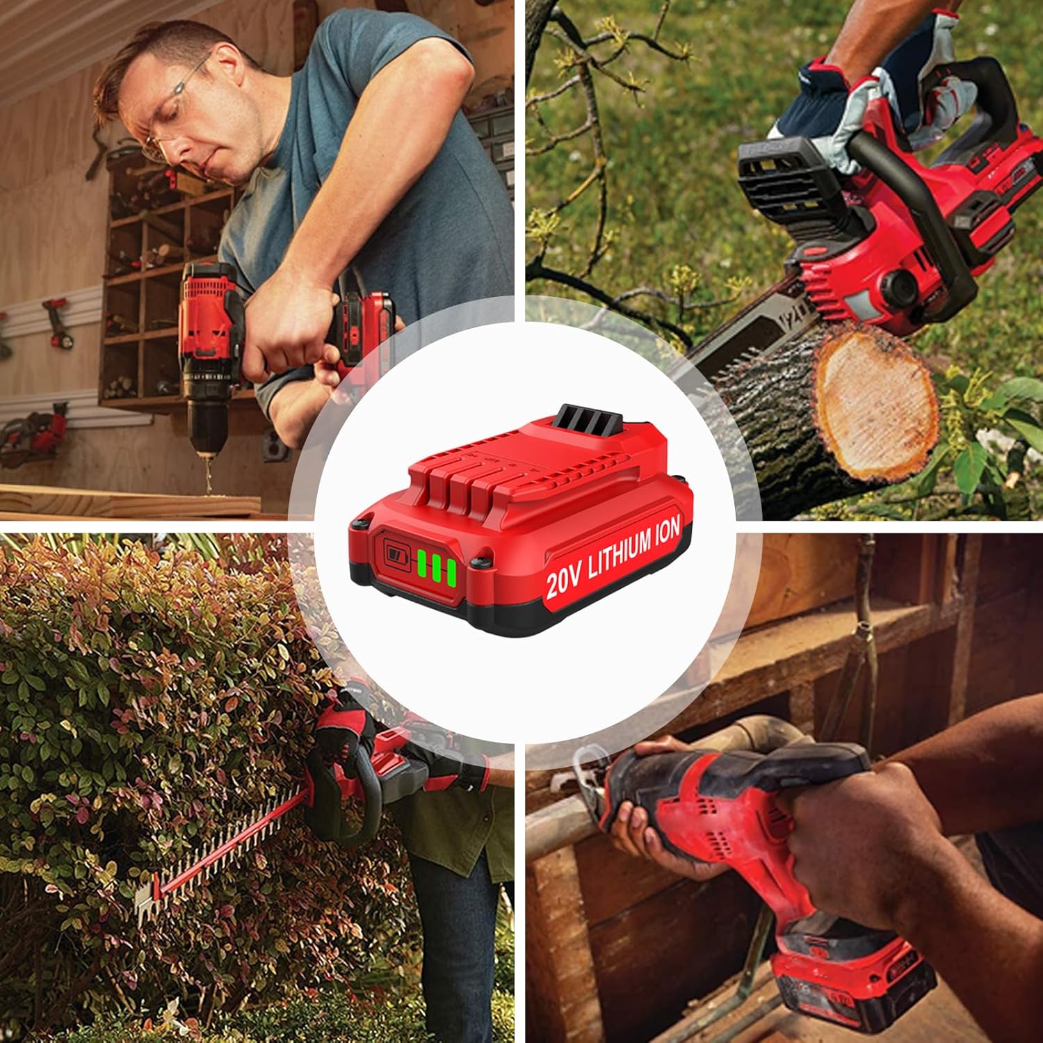 Powilling 2Pack 20V 3.5Ah Replacement for Craftsman 20V Battery V20 Lithium Battery and Charger Kit for CMCB204 CMCB205 CMCB206 CMCB201 CMCB124+ CMCB104 Craftsman 20 Volt Fast Charger - Image 6