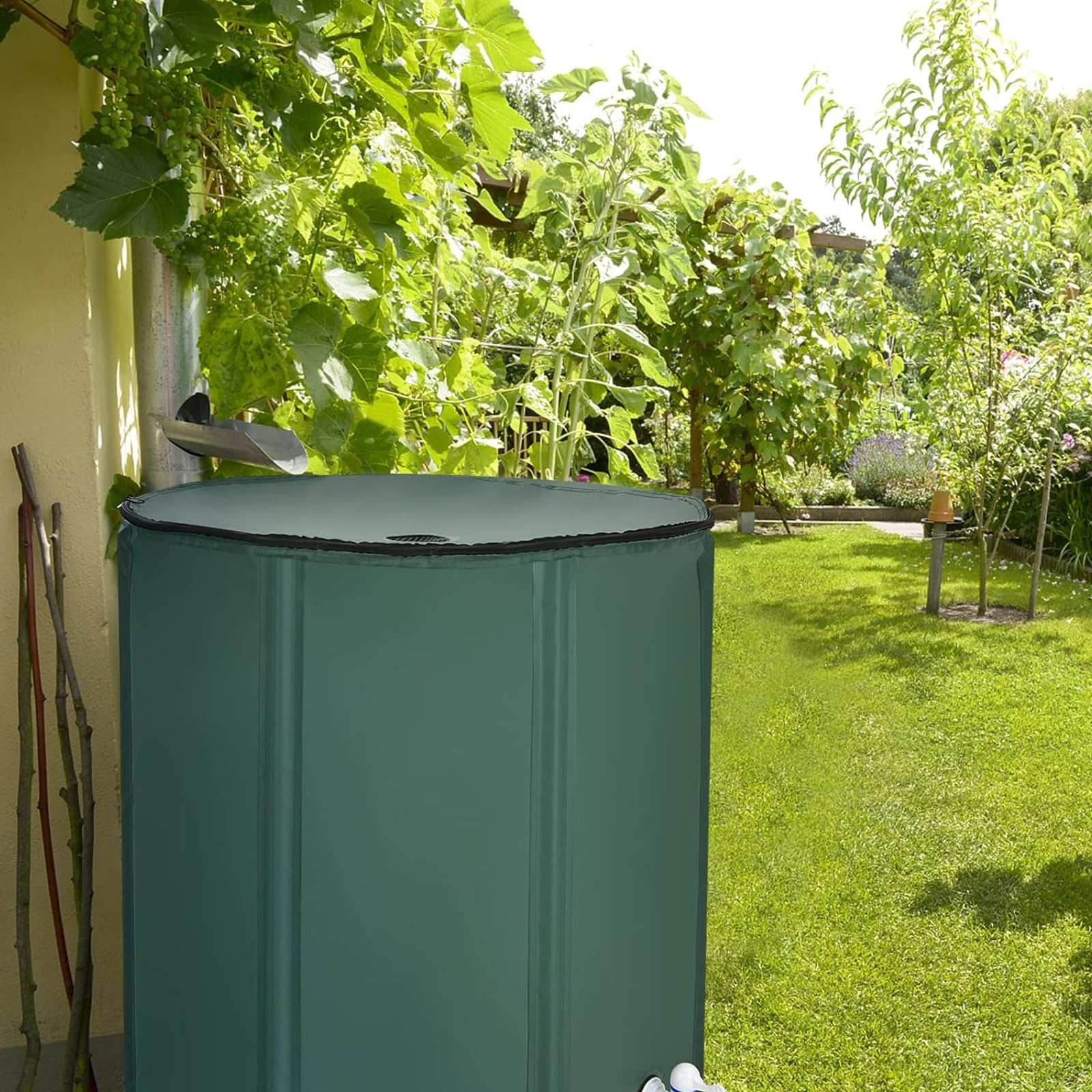 Przenośny zbiornik na deszczówkę o pojemności 1000 l, składany, system zbierania wody deszczowej, wydajny zbiornik do ogrodu i trawnika (czarny)
