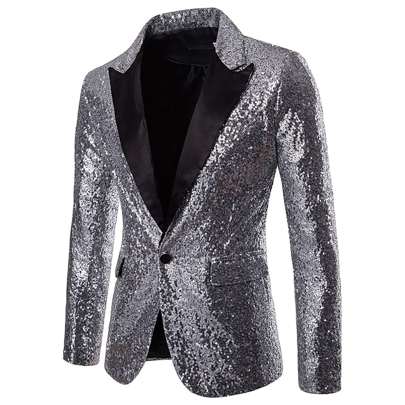 Chaqueta de Traje Casual de Lentejuelas para Hombre Slim fit Blazer de un Pecho Esmoquin Cómodo Casual Abrigos,Adecuado para Ocasiones de Negocios, Recepciones, Bodas