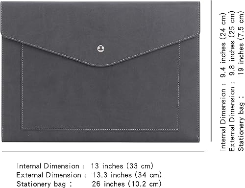 Miniatura 3 de Wason Funda de piel sintética para documentos A4, con bolsillos de gran tamaño para billetes de papel, papelería, tableta y PC, trabajo, estudio,