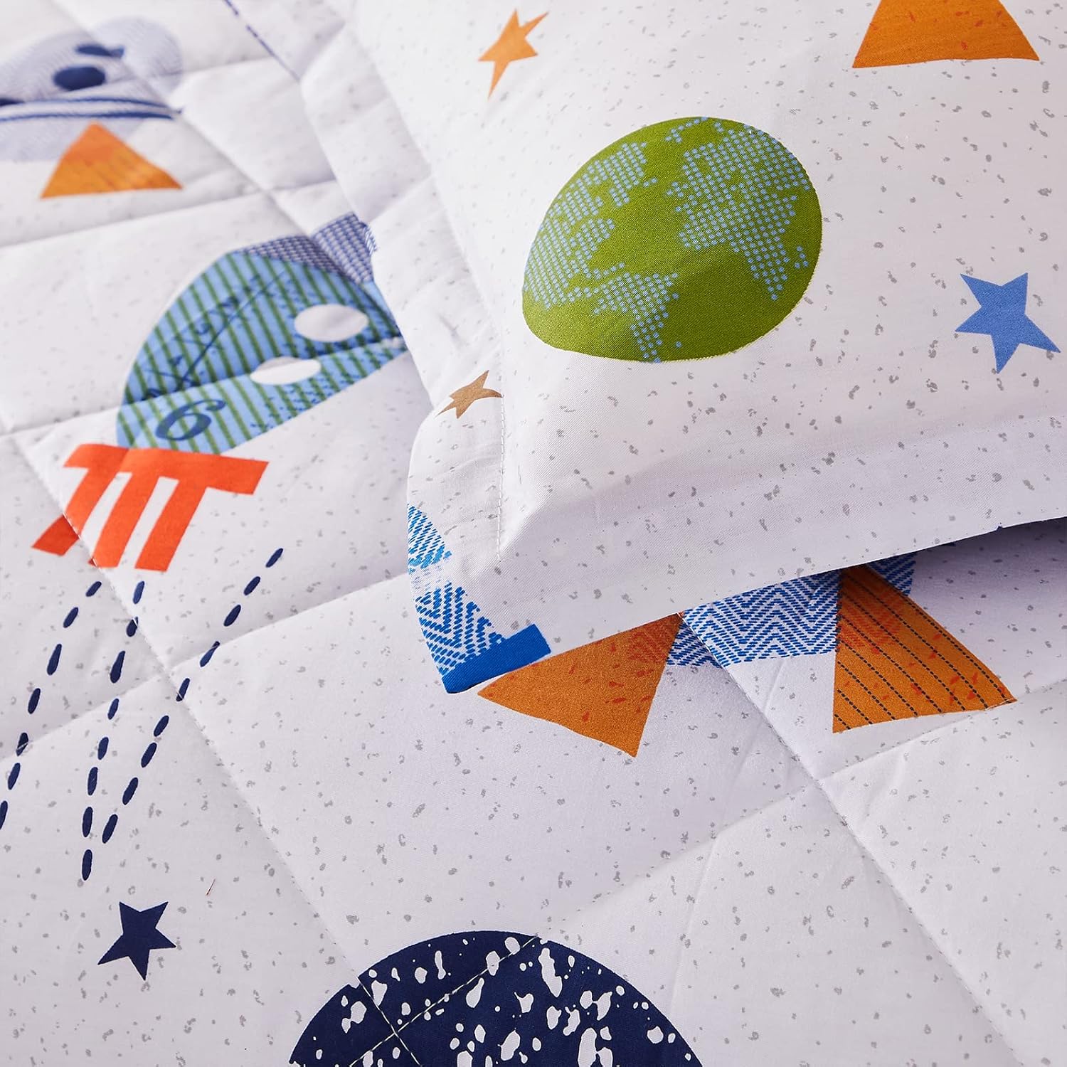 Brandream Kids Space Bedding Set Boy Girl Cotton Comforter Set Space Rocket Galaxy Bedroom 3-Piece Full Size - Image 8