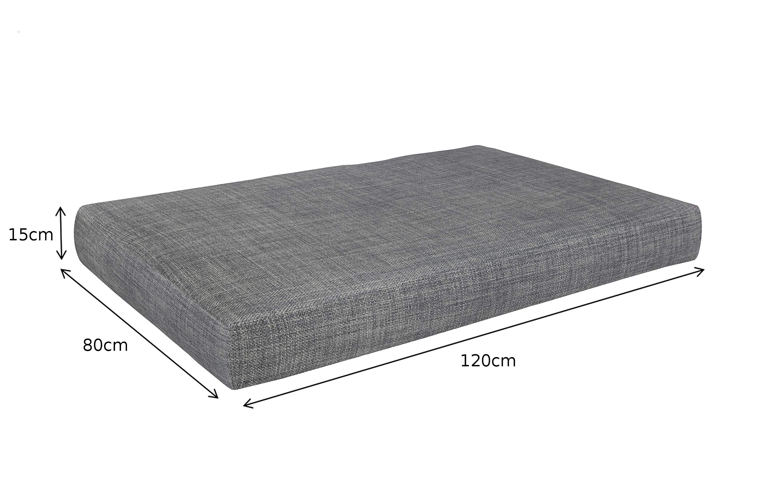POKAR Euro Pallet Seating Set of 2: 1x seat cushion 120x80cm + 1x back cushion 120x40cm, cold foam, removable covers, Home Garden Furniture DIY, indoor outdoor pillow, without pallets, Beige — view 50