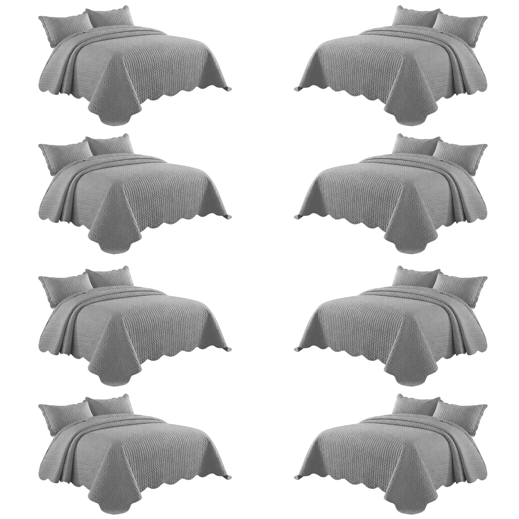 IR Imperial Rooms King Quilt Grey Leaf 8 Pack for Hotel Guest Bedroom