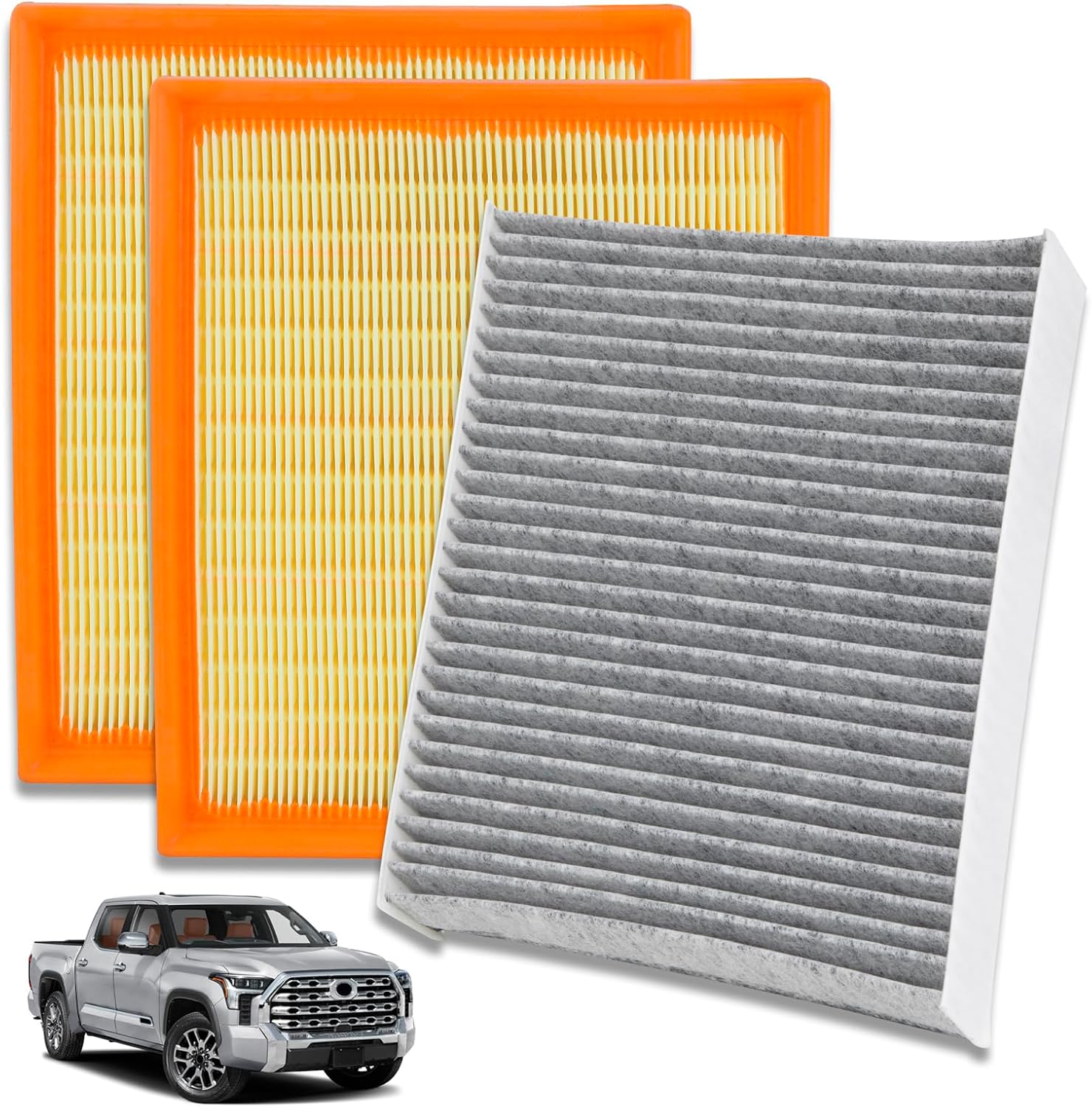 Engine Cabin Air Filter Kit Compatible with Toyota Tundra 2022-2025 / Sequoia 2023-2025 3.4L V6 Replace 17801-F4010, 871390-C010