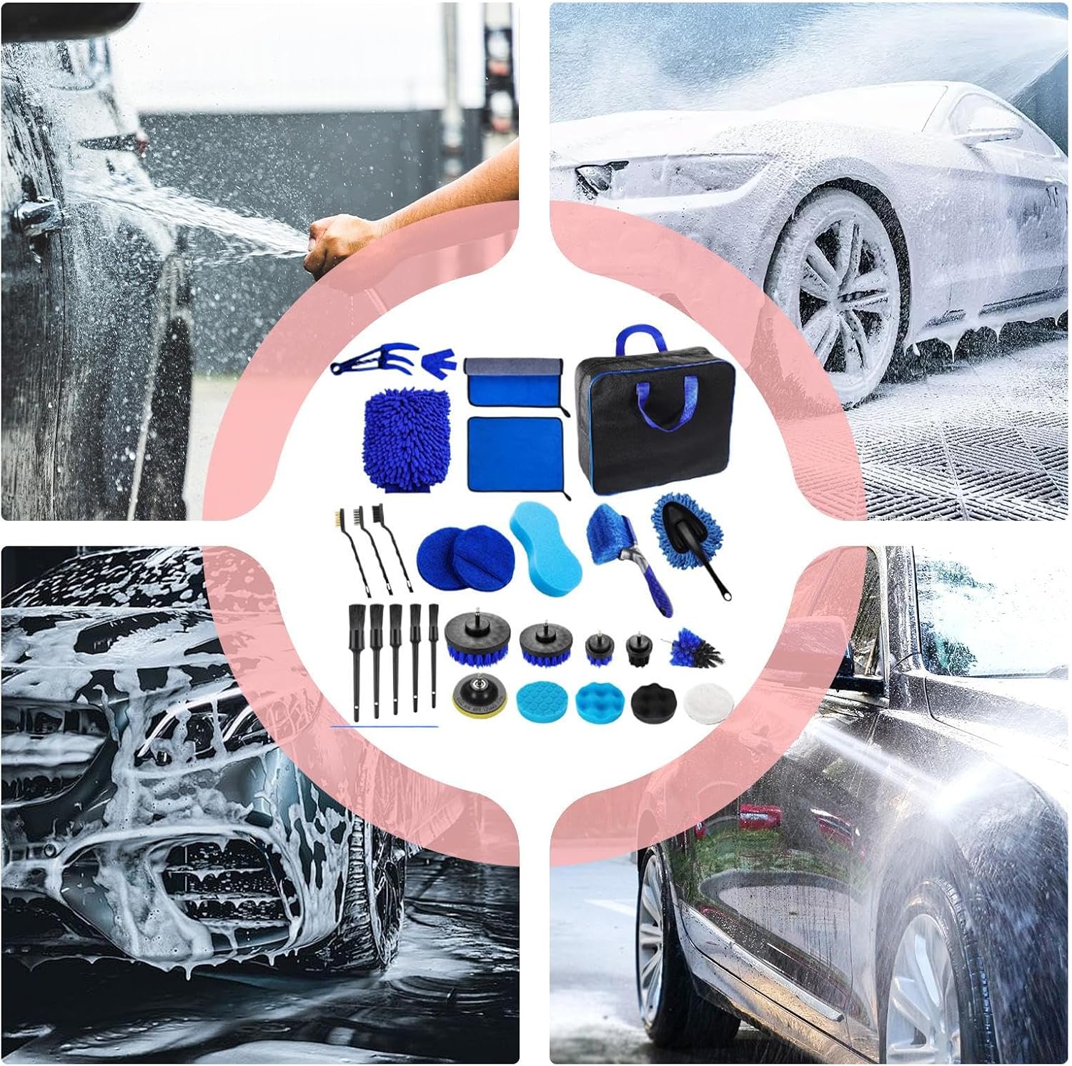 Car Cleaning Brush | 29-Piece Washing Scrubber Set for Vehicle,Vehicle Washing Brushes | for Truck Sedan SUV RV Garage Outdoor Home