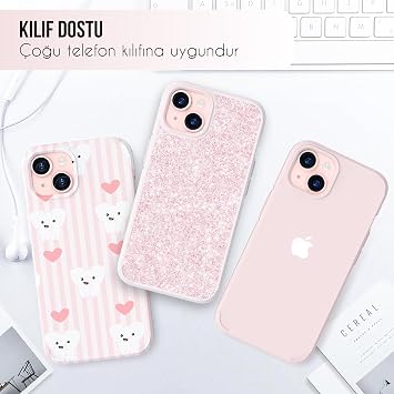 Babilden iPhone 15 İle Uyumlu Kamera Lens Koruyucu Alüminyum Alaşım Çerçeveli Tempered Glass (Pembe)