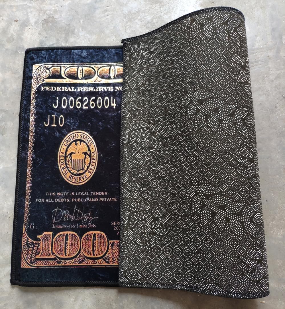 UpperDDLS Modern Money Rugs 100 Dollar Bill Area Rugs Door Mat Runner for Men’s Living Room Bedroom Indoor Outdoor Rug Gold