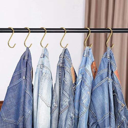 Miniatura 6 de 24 ganchos dorados en S para colgar, gancho de aleación resistente en forma de S de 4.3 pulgadas, ganchos en S perfectos para organización de
