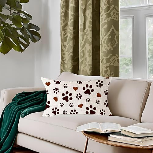 Miniatura 5 de Funda de almohada decorativa con estampado de patas, el mejor regalo para mascotas, perros, lindos animales, lumbar, de algodón, lino, para sofá,