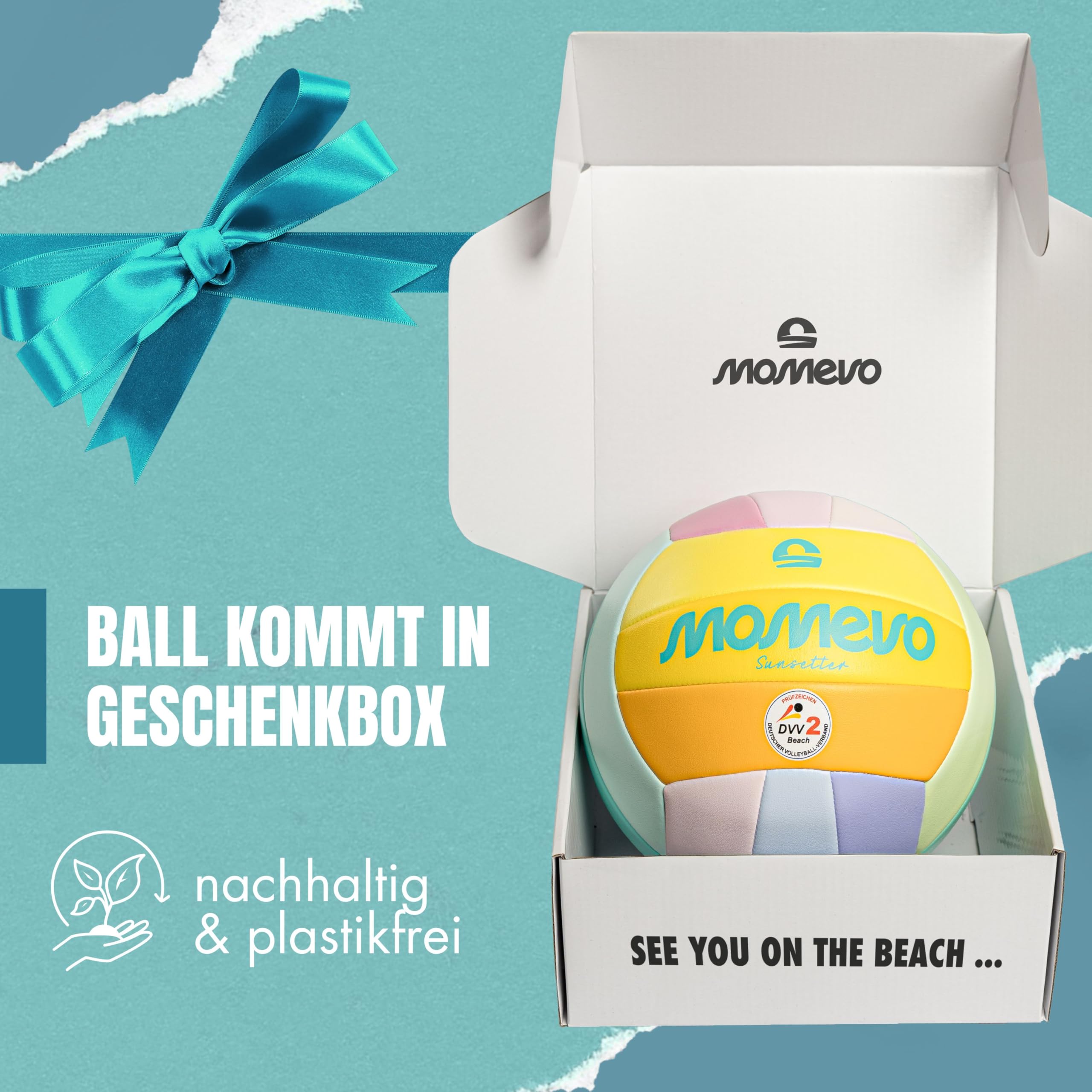 Sunsetter Beachvolleyball – Weicher Soft Beach-Ball 2026 in offizieller Größe 5, DVV Zertifiziert, weiche Oberfläche – ideal für Outdoor Volleyball, Strandsport, Sandsport & als Geschenk