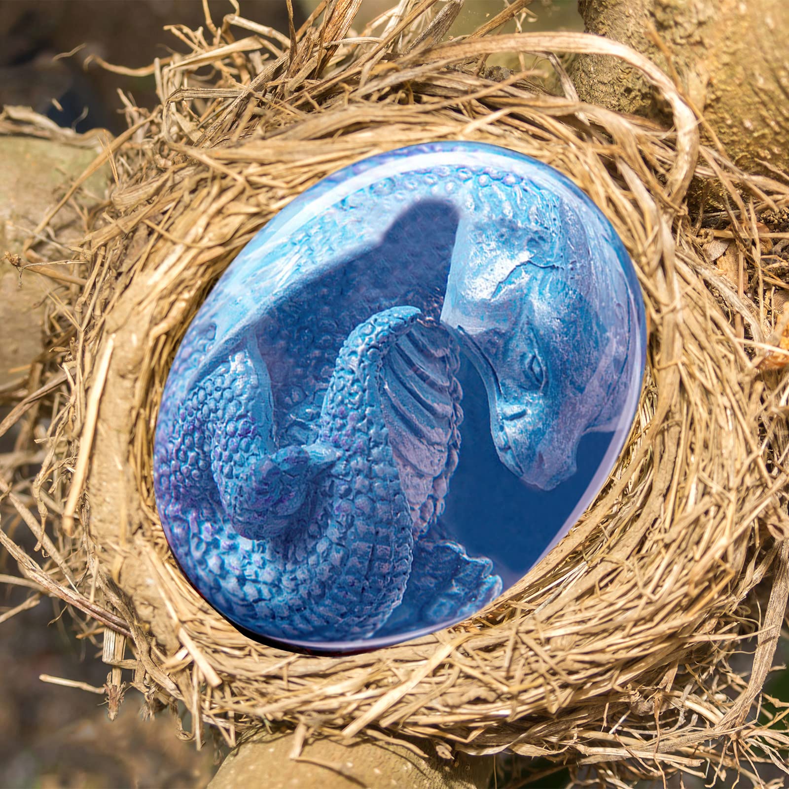 Wilbeva Lava Harz Dracheneier für Geschenke und Dekorationen, Kristallklare-Drachen Statue für Jungen, Männer, Mädchen und Frauen, Figuren für Geburtstag, Weihnachten und Jubiläum-EU Patent (Blau)