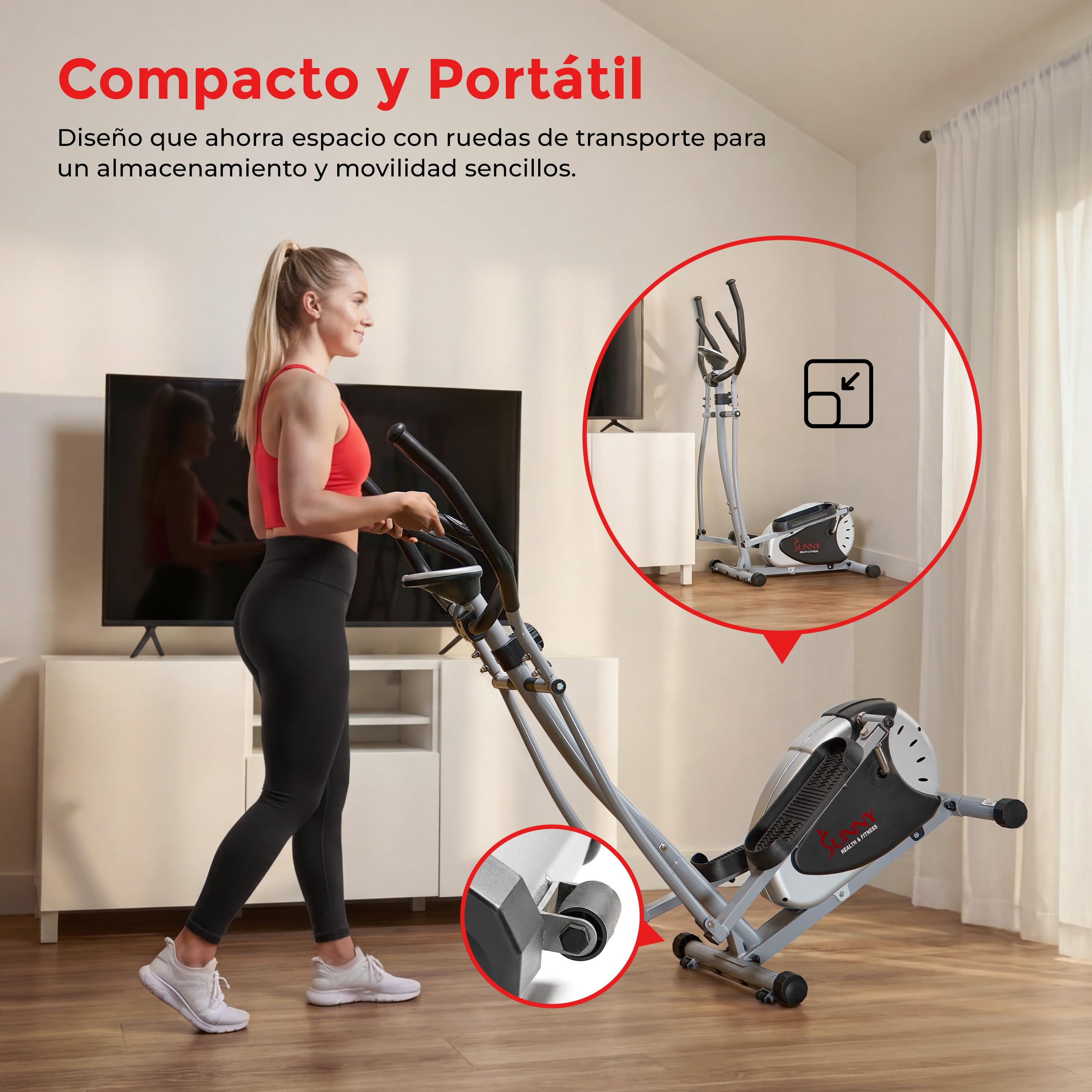 Sunny Health & Fitness Smart Elíptica para Entreno de Brazos y Piernas