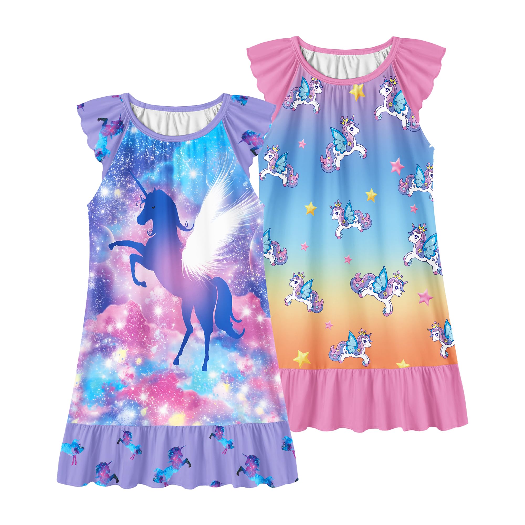 LQSZ Girls Nightgowns Soft Toddler Princess Pajamas Dress for Kids 2pcs