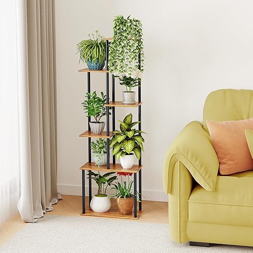 Miniatura 2 de Soporte para plantas de interior, estante alto de 6 niveles para macetas de madera de metal múltiple para sala de estar, oficina, balcón, patio,