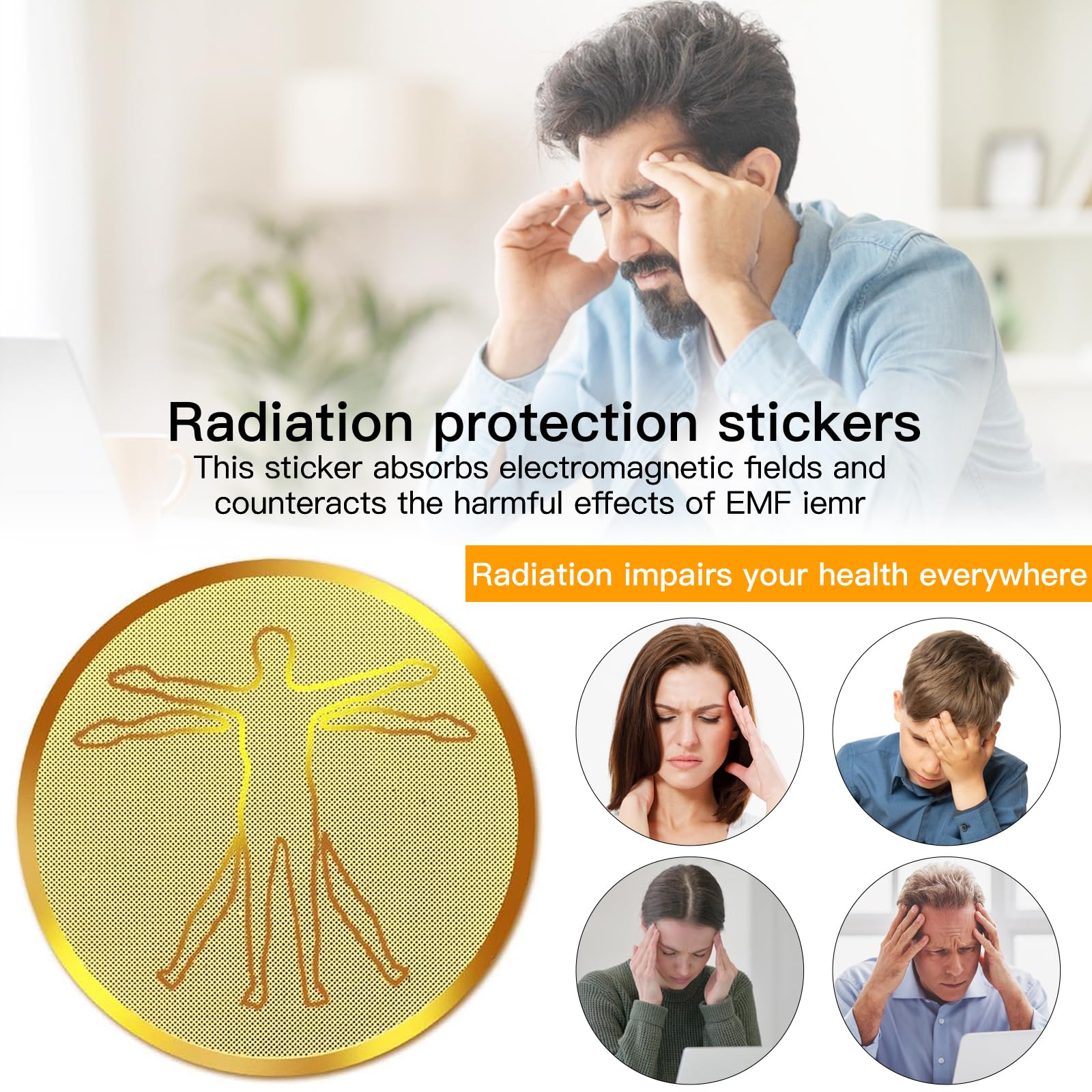 10 Pezzi Adesivi Protettivi Anti Radiazioni,Oro 24 K,per Telefoni Cellulari,Tablet,Blocchi,5G,Wi-Fi,Bluetooth,Neutralizzatore per Telefoni Cellulari Computer Laptop Dispositivi Elettronici