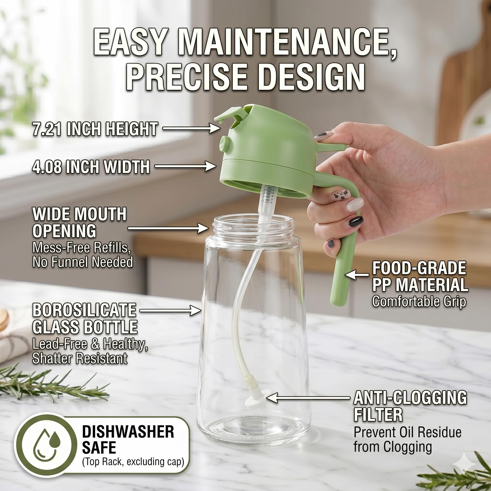 Havanish Oil Sprayer and Oil Dispenser Bottle for Kitchen, Glass Oil Bottle with Premium Nozzle, 2 in 1 Oil Sprayer for Air Fryer, Salad, BBQ, Roasting (500ml, Multi Color) 3