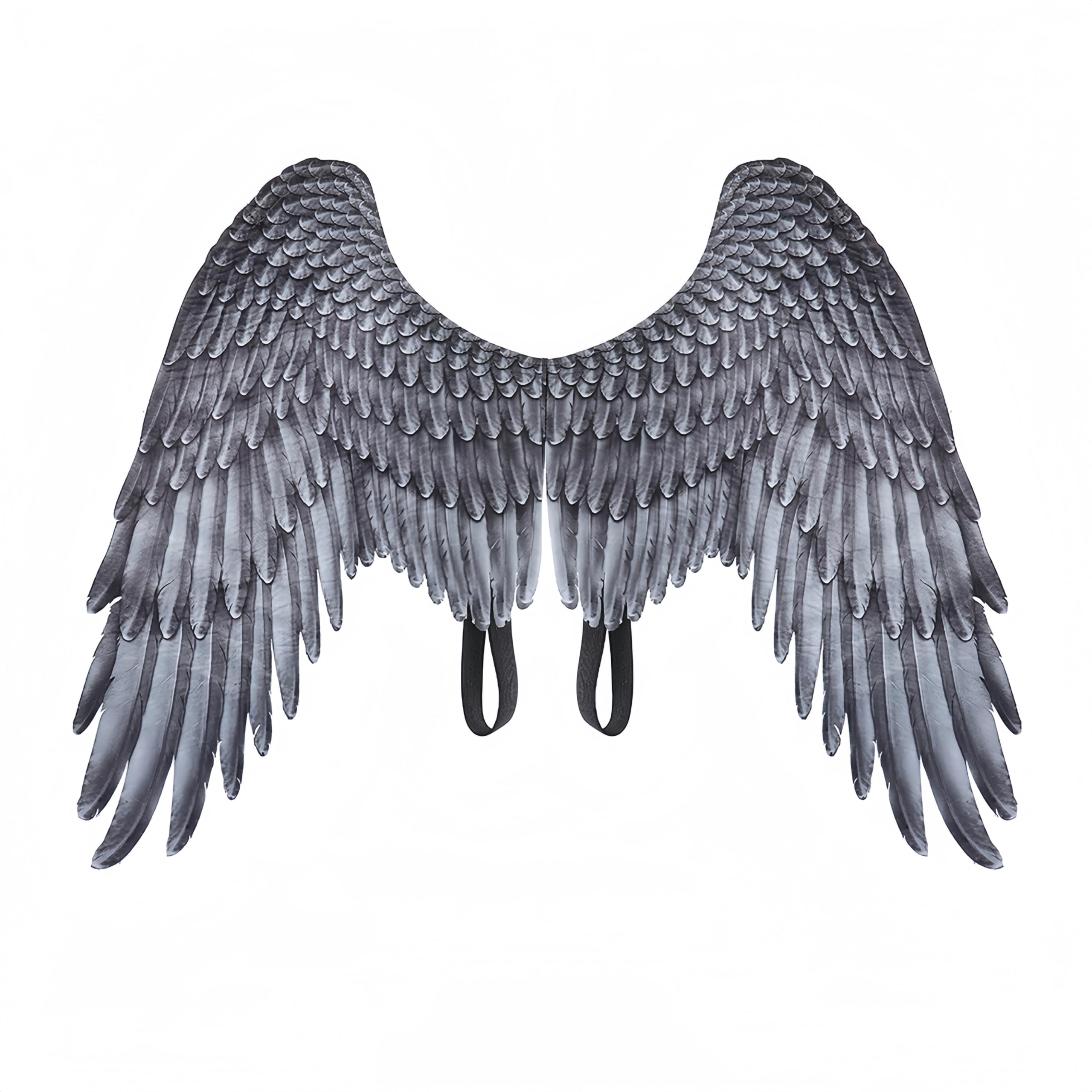 ProumhangCarnival Mardi Gras Halloween Unisex White Angel Costume for Child Black Angel Wings Painting on Canvas