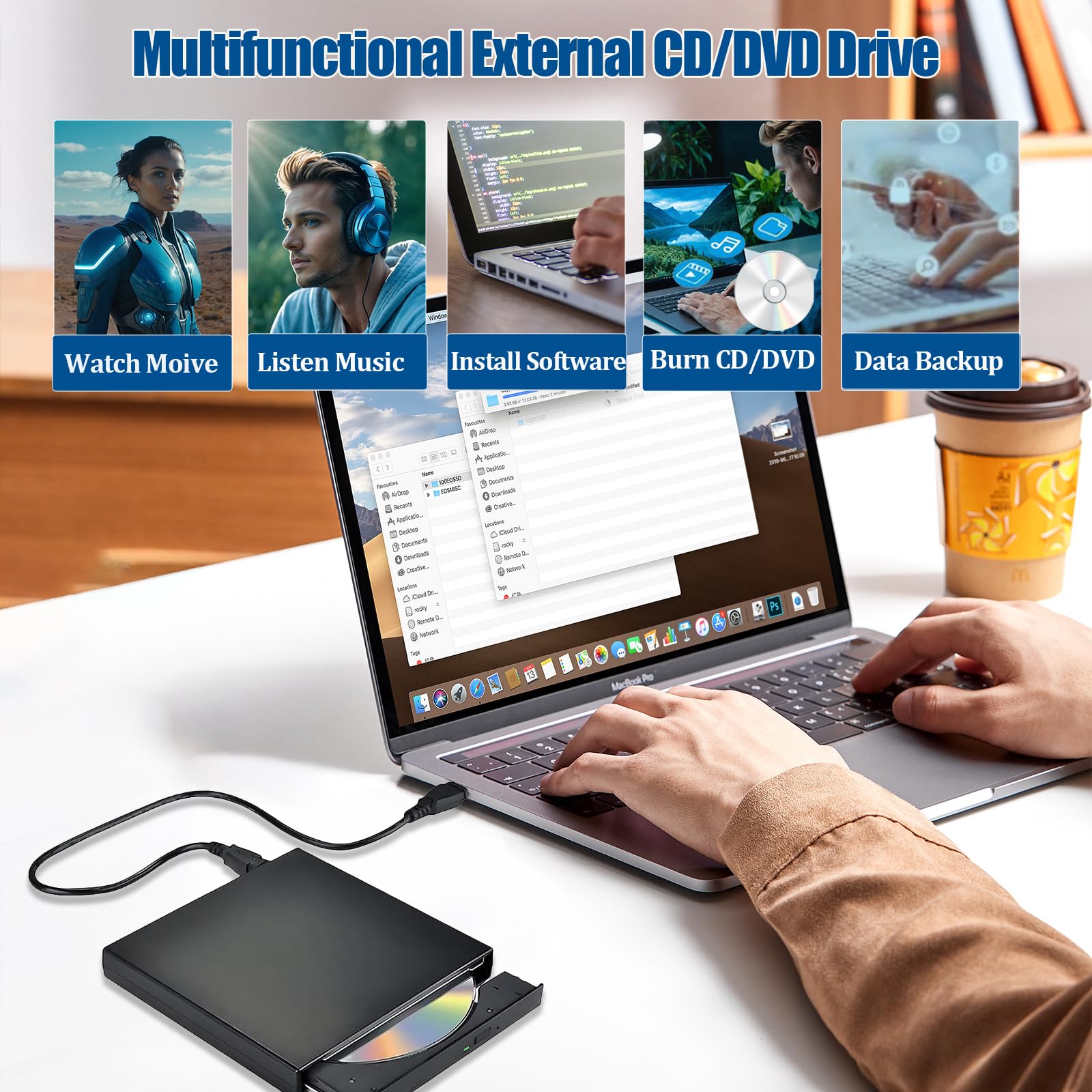 Amazon.co.jp: ノートパソコン用外付けCD/DVDドライブ、USB Silm