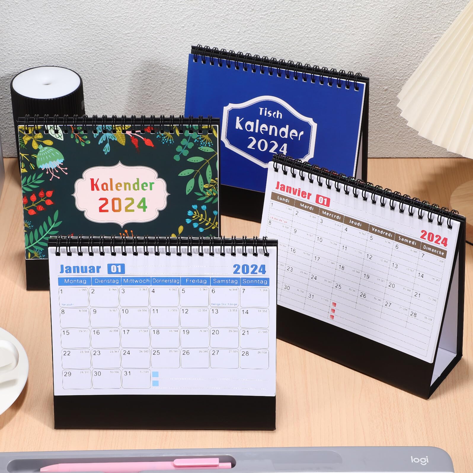 DOITOOL 4 Pezzi Calendari da Tavolo German Design Doppia Spirale Planner Organizzativo per Ufficio e Casa Calendari Scrivania Decorativi e Funzionali