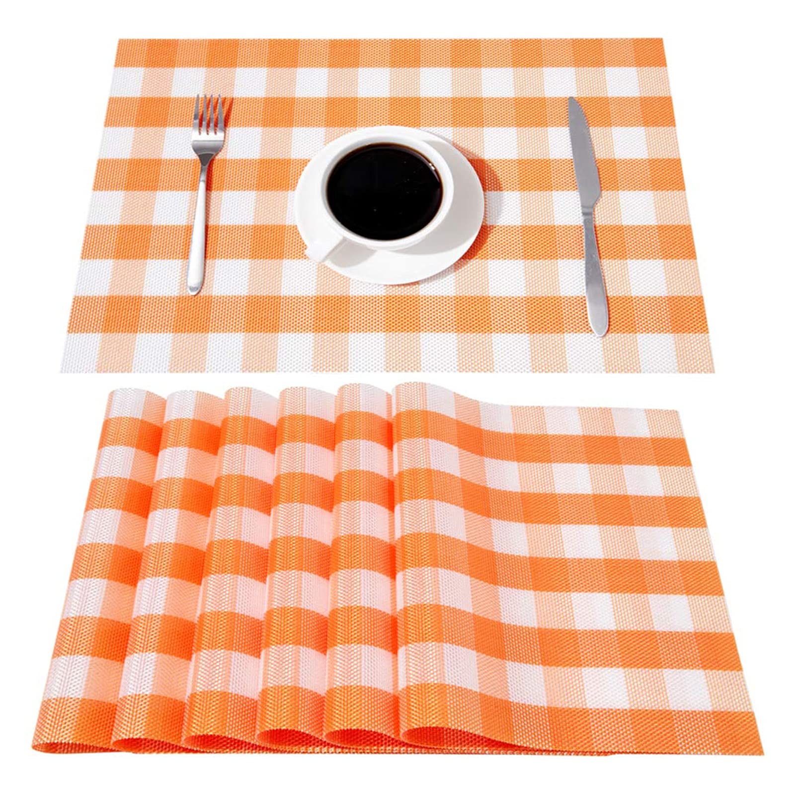 Mantel Individual Rectangular de 6/8/10 Piezas, celosía PVC de 17,7 Pulgadas, tapetes Lavables Antideslizantes para la Cena, tapetes Tejidos Decorados para la Fiesta Bodas