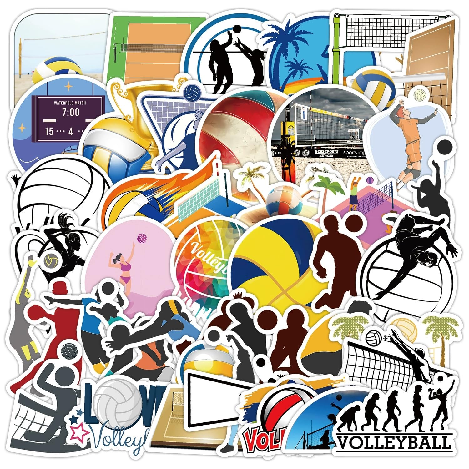 50 Pcs Volleyball Stickers for Kids Teens Adults Boys Girls Gift,Motivational Volleyball Stickers Pack for Laptop,Skateboard,Luggage,Car,Bike,Cup,Computer,Water Bottle Decor,Vinyl Waterproof Stickers