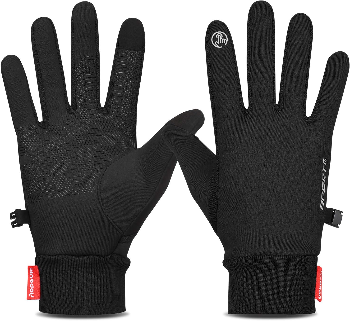 Thermal Gloves Men Running Gloves Winter Cycling Gloves Anti-slip Driving Gloves Windproof Touch Screen Gloves for Men Outdoor Sports Hiking Biking Motorcycle Working(Black-B,M)