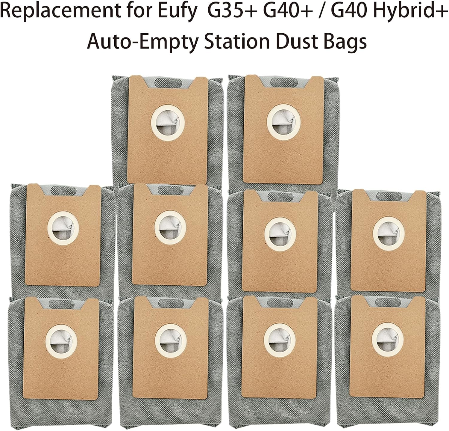 Replacement Dust Bags for Eufy Clean G35+ / G40+ / G40 Hybrid+ Auto-Empty Station Vacuum Bag, 4 Layer Filtration System with Activated Carbon (10 Pack)