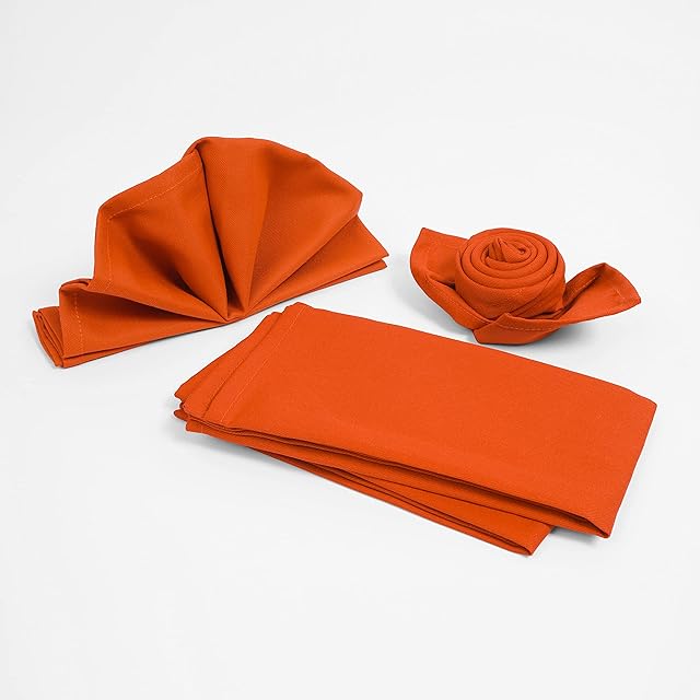 ZIMEL HOMES- 12 Pack Kitchen Table Cloth Napkins-Luxuriously Soft & Hotel Cotton Napkins-Perfect for Events, Hotel, Office & Home Use (Orange)
