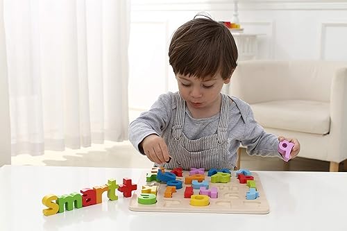 Miniatura 5 de Babe Rock Alfabeto de madera Aprendizaje Rompecabezas Educativos Juguetes de Aprendizaje Madera ABC Letras Rompecabezas Colorido Bloques de