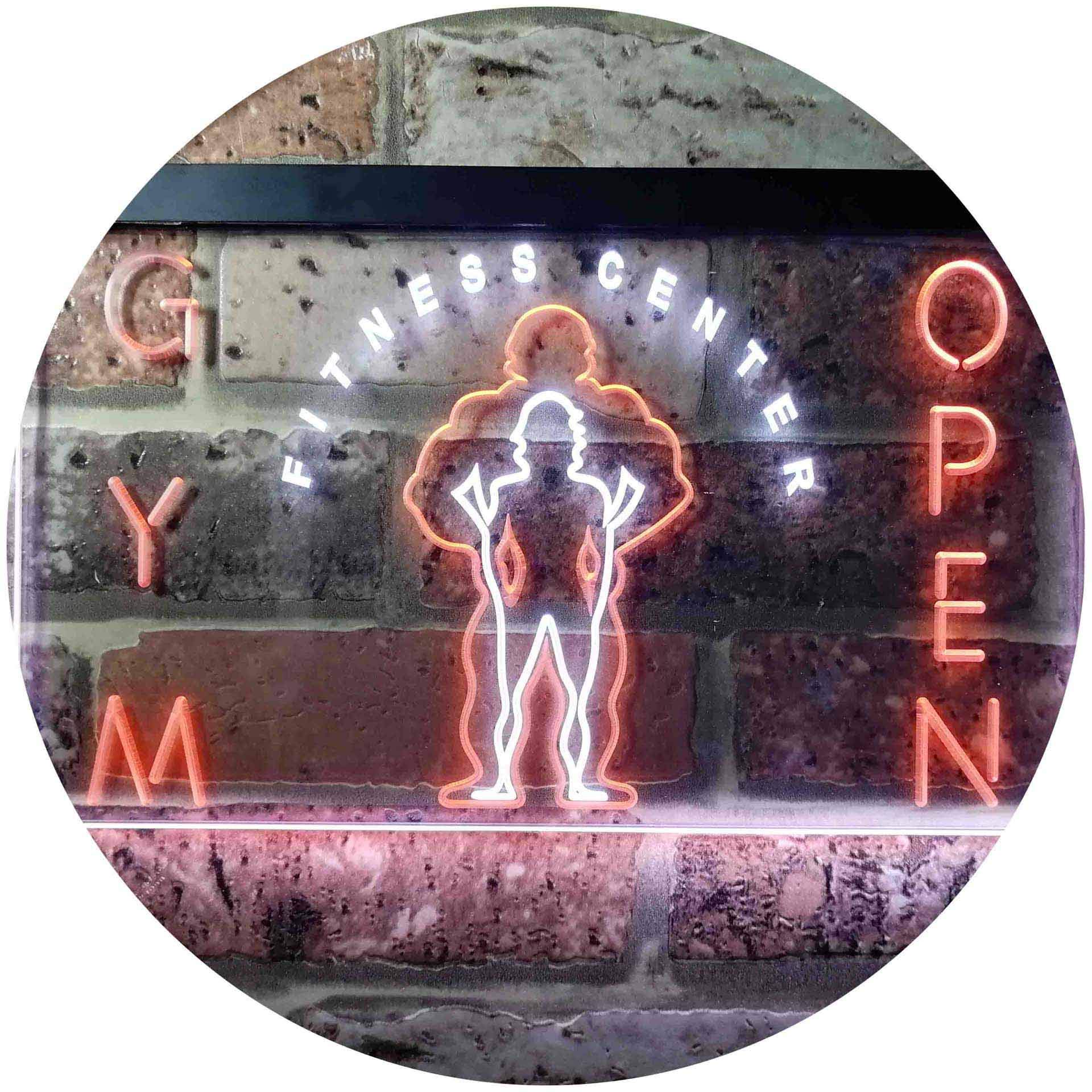 ADVPRO Gym Fitness Center Open Dual Color LED Neon Sign White & Orange 600 x 400mm st6s64-i0321-wo — image 1