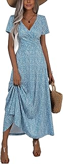 Women's Short Sleeve Wrap V Neck Dresses for Wedding Guest Summer Floral...