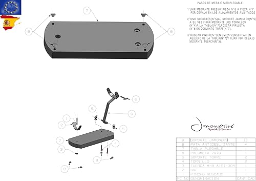 Miniatura 6 de Soporte de jamón plegable Jamonprive con almohadillas antideslizantes - El soporte de jamón original para jamones españoles y jamón italiano