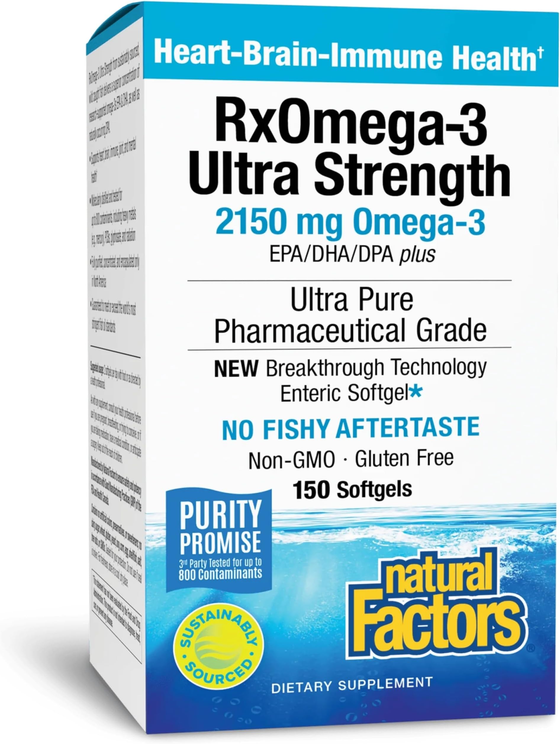 Natural Factors RxOmega-3 Ultra Strength - Brain & Heart Health Support - Eye Health Supplement with EPA & DHA - Supplement with Omega-3 Fatty Acids - 150 Softgels (75 Servings)