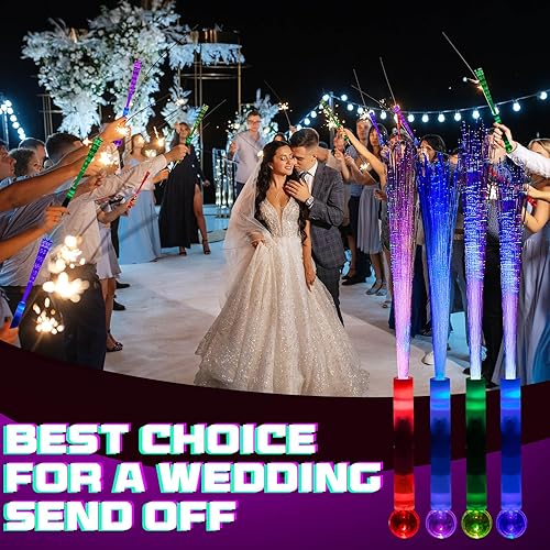 Miniatura 6 de Liliful 8 varitas de fibra brillante con bola LED varitas de luz LED varitas de fibra óptica varitas intermitentes LED varitas de fibra óptica para
