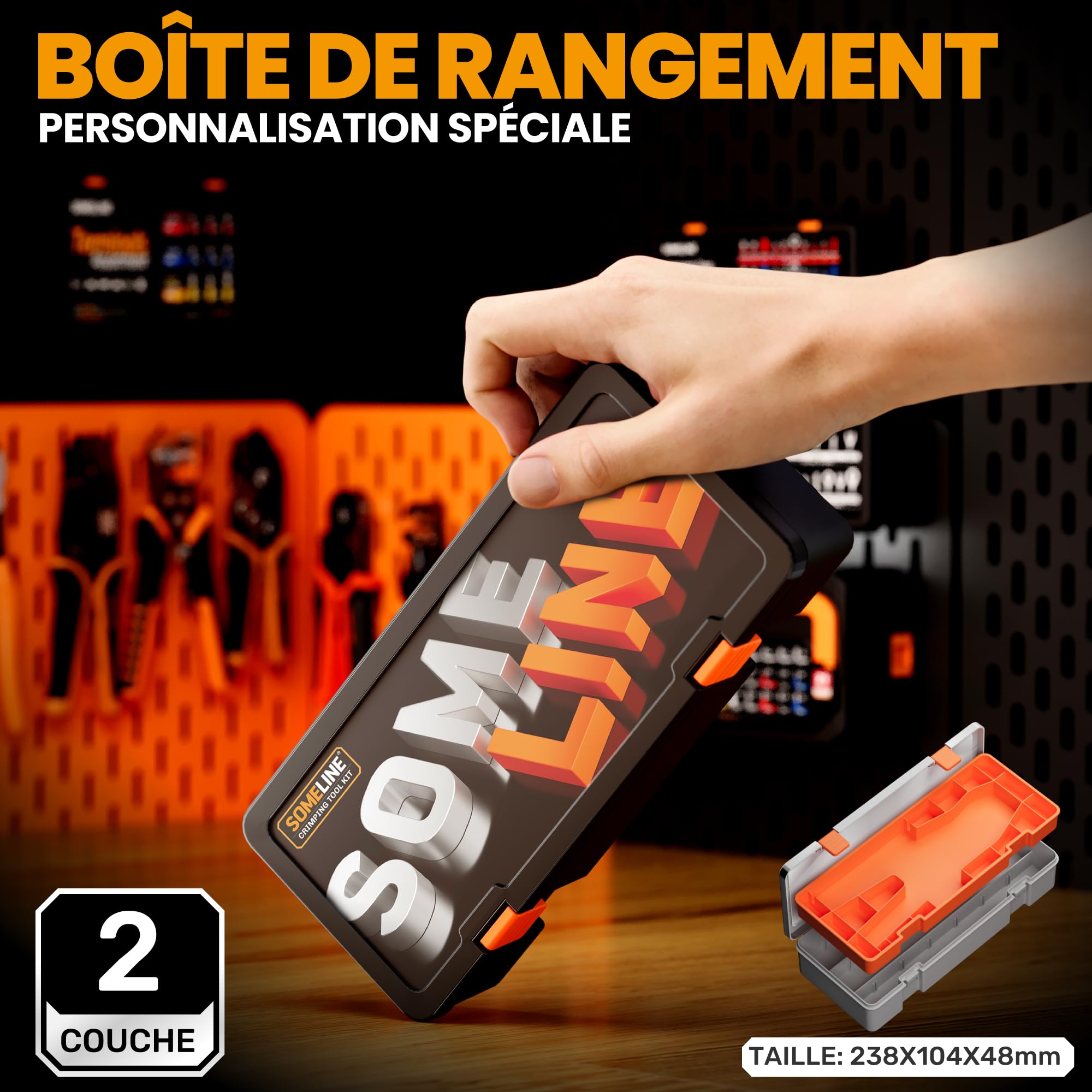 SOMELINE® Pince à Sertir pour Connecteur Bêche avec 12 Sortes Connecteurs Mâles Femelles Pour câble 0,25-2,5 mm², Pince à Sertir les Cosses de Fils