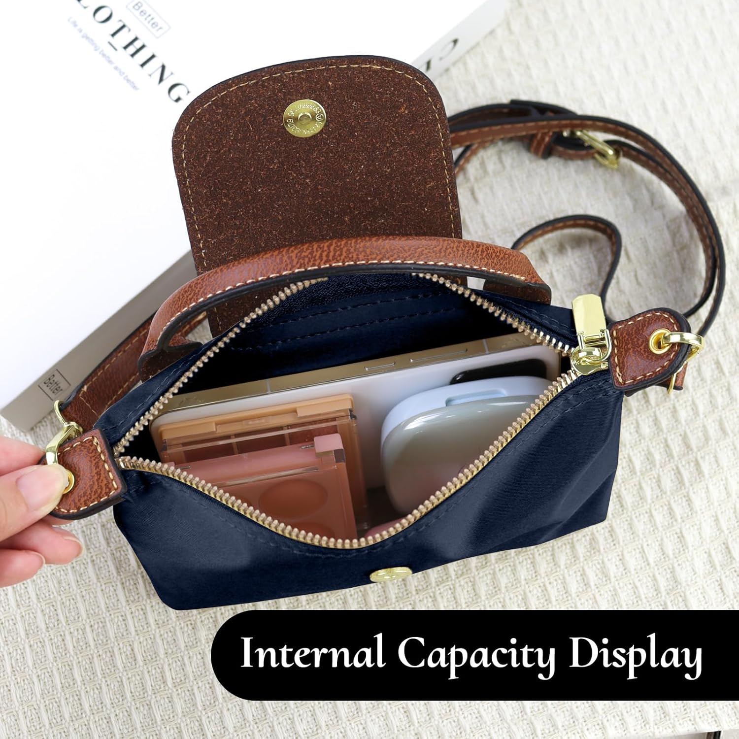 Energather Mini Crossbody Bags for Women, Top Handle Small Crossbody Purse with Adjustable Strap, Nylon Small Handbags - Image 5