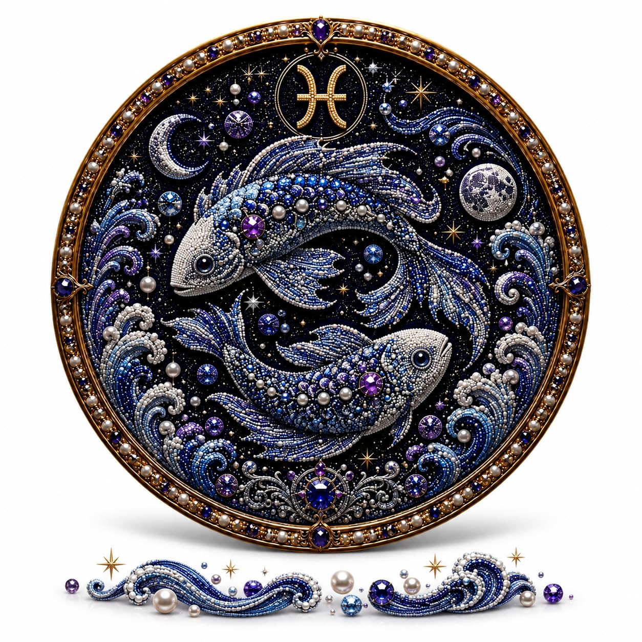 12 Zodiac Signs Pearl Art Kit, Luxury Flocked Canvas (B 2PC) — image 1