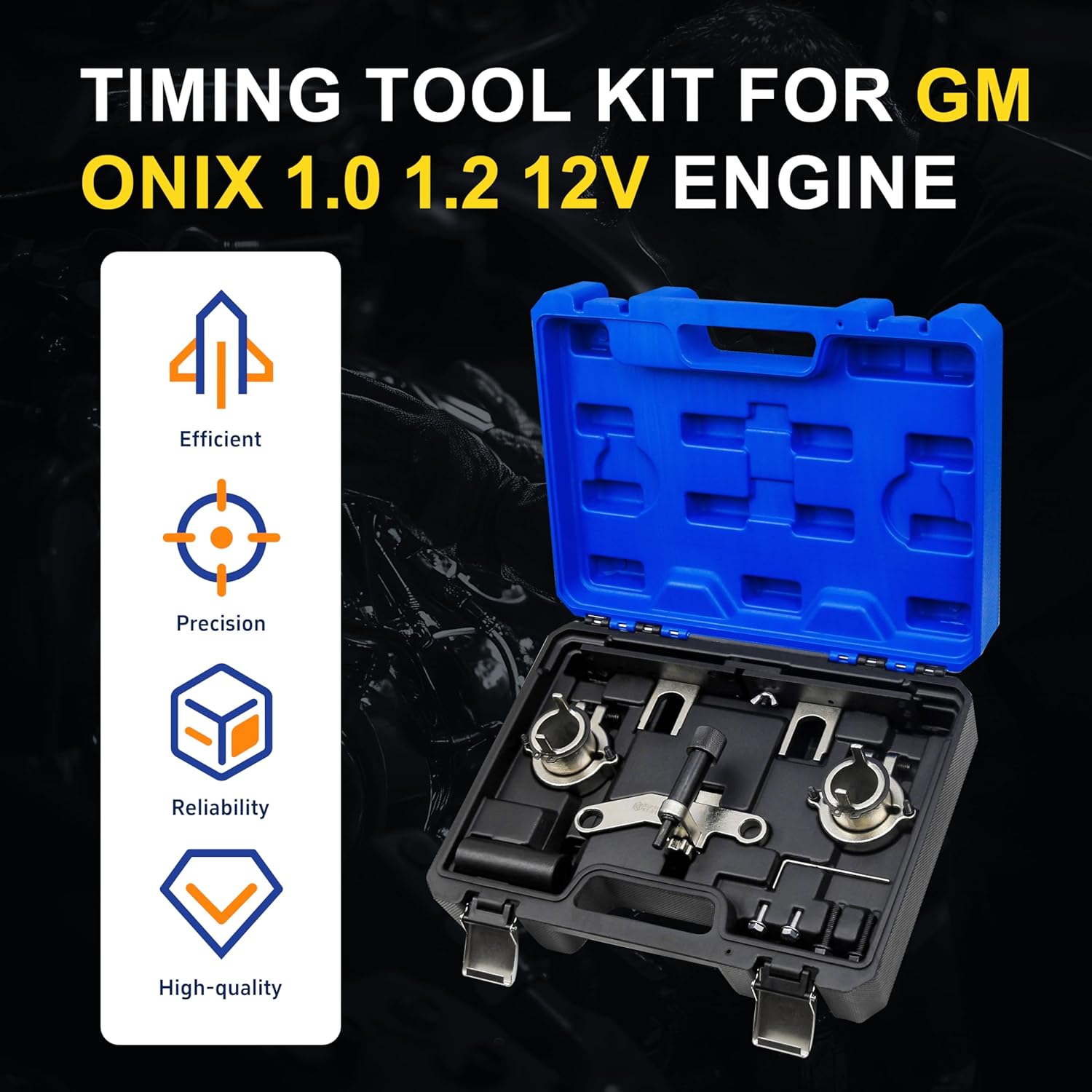 Timing Tool kit Engine Camshaft Aligning Flywheel Locking Crankshaft Pulley Holding Tool Compatible with GM Onix/Tracker/Chevrolet 1.0 12V 3 cylinders 1.2 12V Ecotec, OEM CR490 CR490-A CR490-B CR490-C