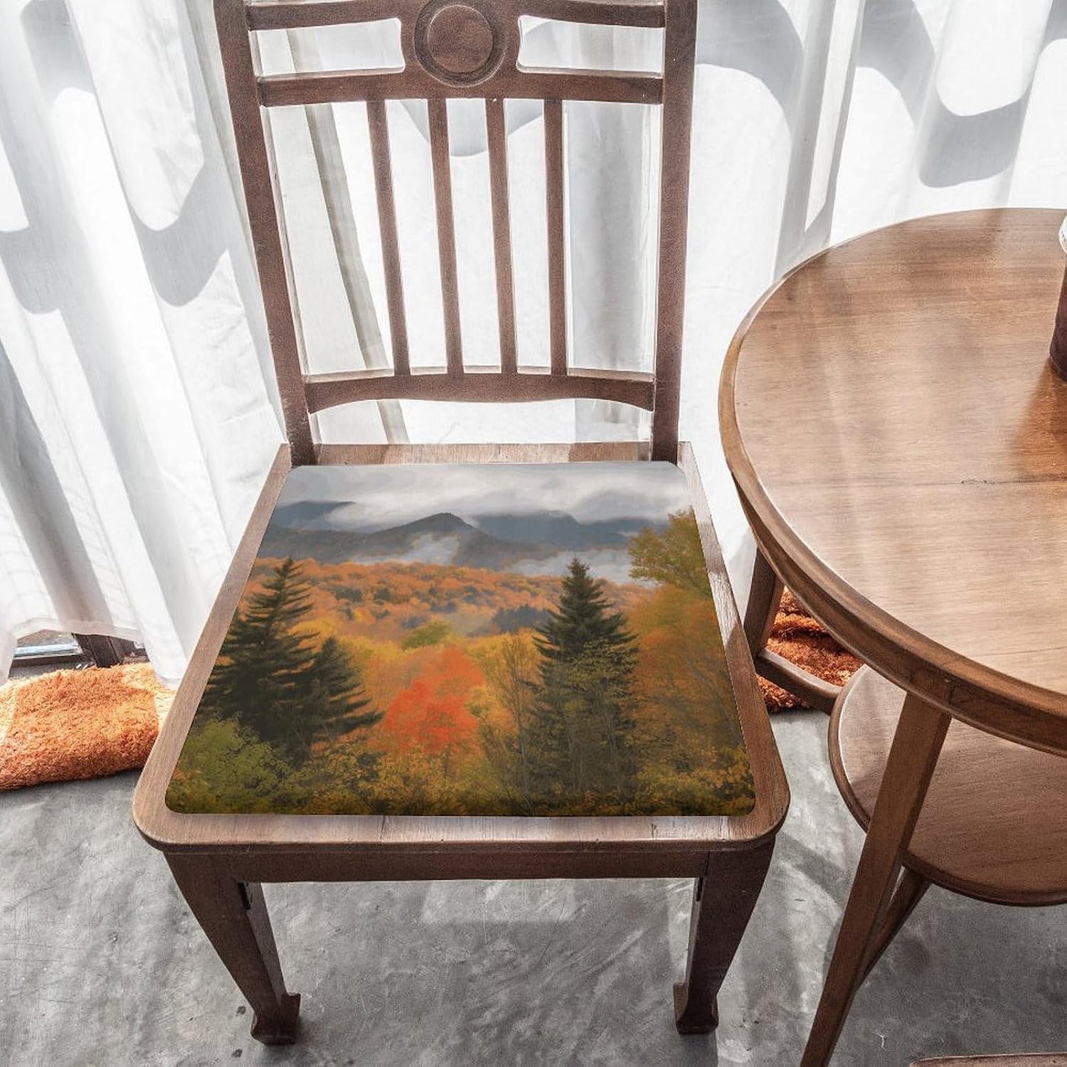 Autumn Foliage Mountains Chair Cushion Floor Pillow Stool Cushion | Cushions with Removable Cover with Square Memory for for Chair Living Room Balcony Office Sofa,13.8*15*1.2 Inch
