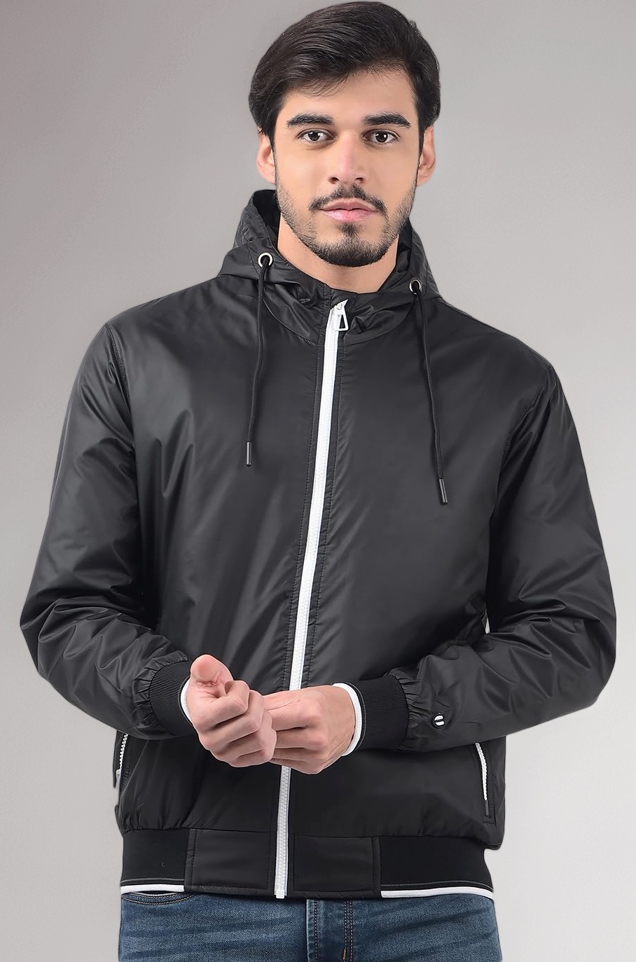 Numero Uno Men's Solid Regular Fit Black Jacket