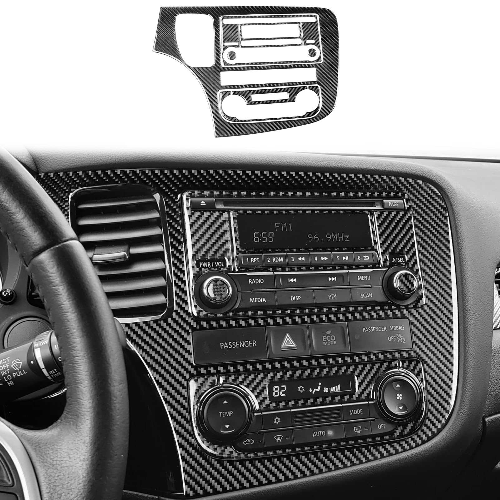 Car Interior Decoration Accessories Center Panel Set Carbon Fiber Trim Sticker Compatible with Mitsubishi Outlander 2014 2015 2016