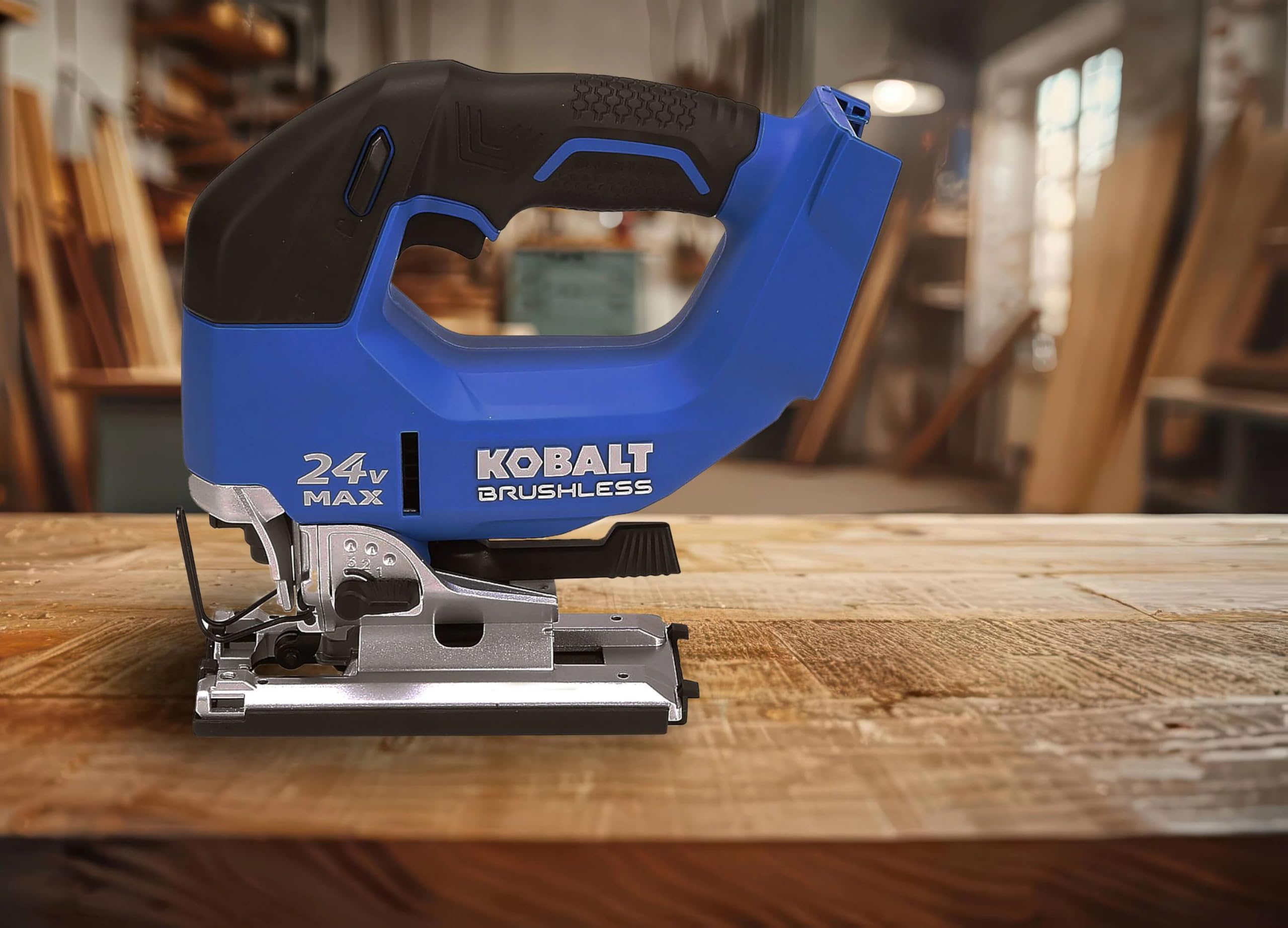 Kobalt KJS 324B-03 24-Volt Max Variable Speed Keyless Cordless Jigsaw, Blue/Black